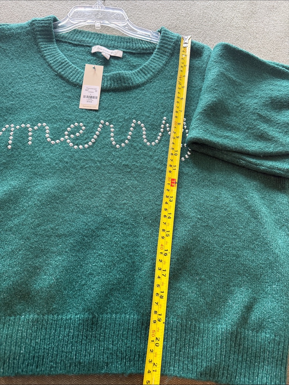Francesca's Collections Emerald Green 'Merry' Crewneck Sweater L - Picture 6 of 7